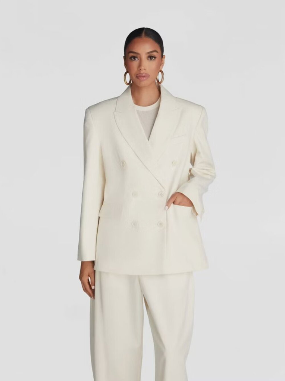 KBB by KAHLANA Women 'The David Blazer' Cream L